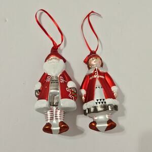 IKEA Santa Claus Mrs Claus Glass Christmas Ornaments Gunilla Bystrom Collection